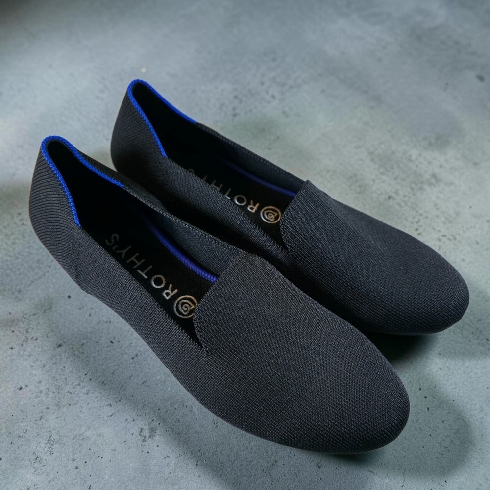 Rothy's Womens The Loafer Slip On Shoes Size 9.5 Black Flats New